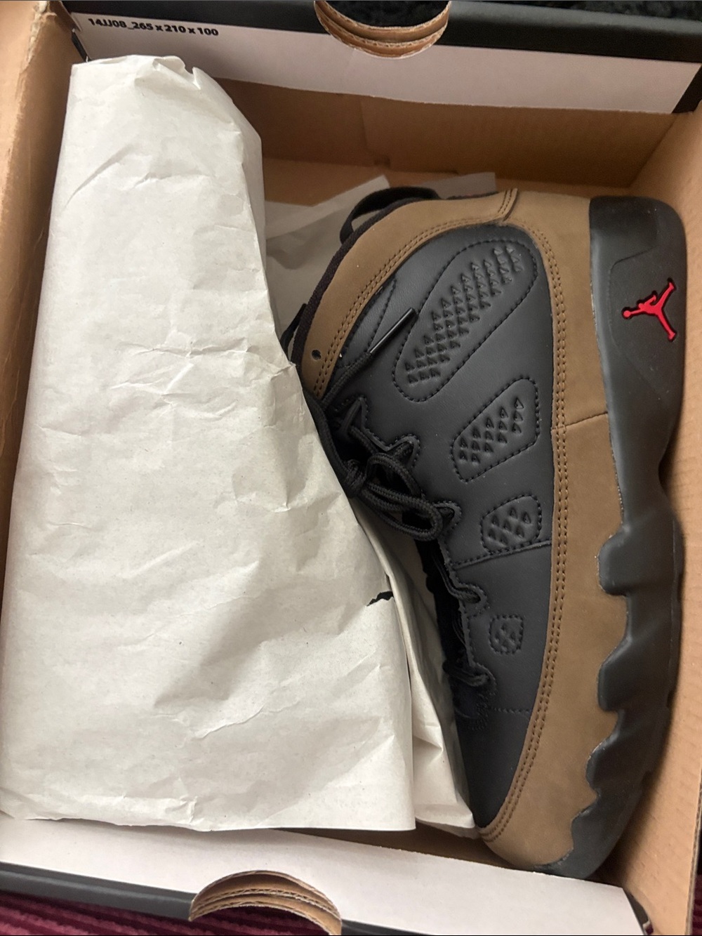 Jordan Men’s Sneaker in Black and Brown with Red Jumpman